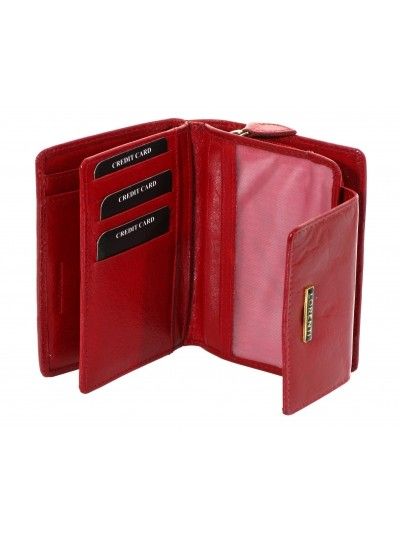 Mały portfel damski ze skóry LORENTI 30-35 czerwony